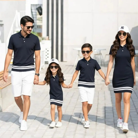 Family Matching Outfits | Polo Shirts & Dresses | Dad Mom Son Daughter Set Babys and Us